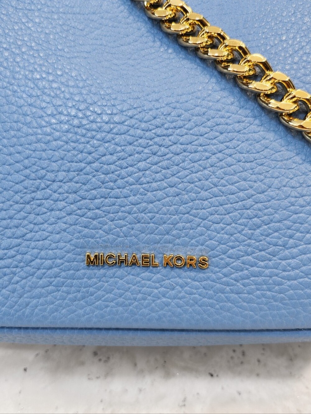 NWT Michael Kors Bryant Medium Camera Crossbody French Blue Pebbled Leather - Picture 2 of 9